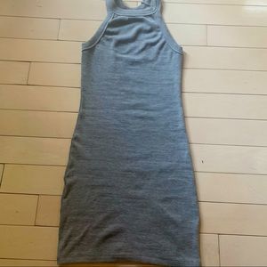 Race back halter ribbed mini dress
